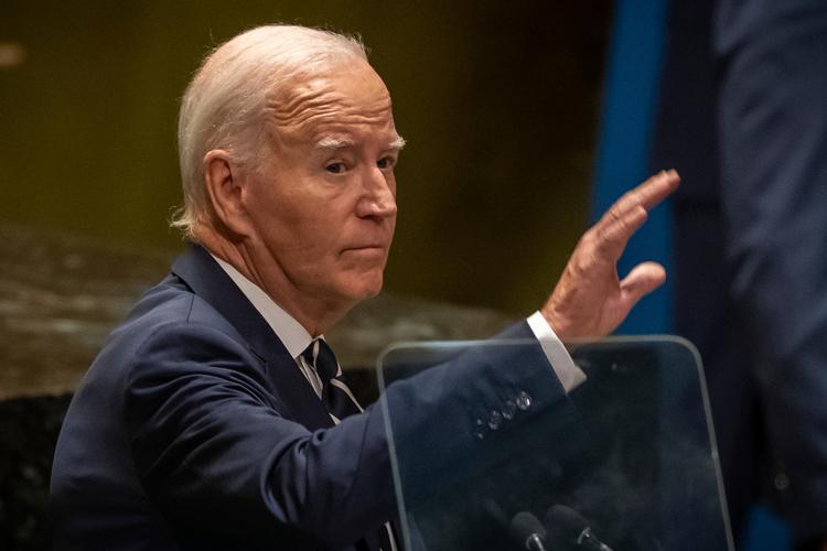 USA’s daværende præsident, Joe Biden, vinker efter sin tale ved åbningen af ​​den 79. generaldebat i FN’s Generalforsamling i september sidste år. Foto: Michael Kappeler/Ritzau Scanpix