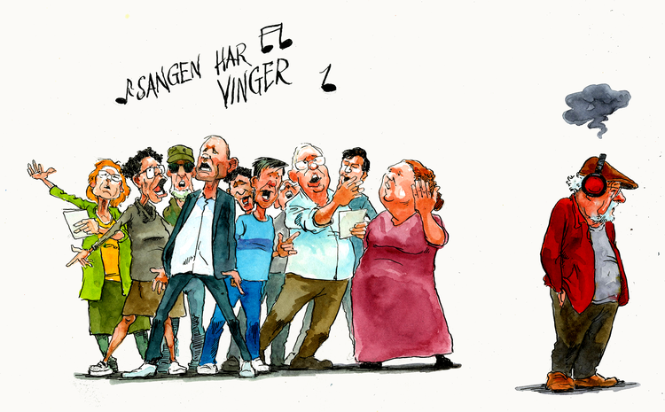 25. maj 2025 PS
Fællessang Tegning: Roald Als