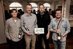 Holdet bag artikel- og podcastserien 'Fodbold i flammer' og 'Blod på trøjen' modtager Hørup-prisen 2025.
Fra venstre: Magnus Kofoed Lassen, Christian Heide-Jørgensen, Jeppe Laursen Brock og Jonas Schrøder-Andreasen Foto: Jacob Ehrbahn