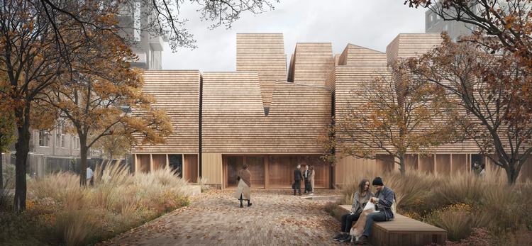 Henning Larsen Architects har tegnet den nye kirkebygning, der kommer til at se sådan ud.  Visualisering: Henning Larsen Architects 