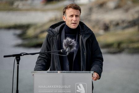 Den franske præsident, Emmanuel Macron, under pressemøde i Nuuk, Grønland, søndag 15. juni 2025. Formanden for Naalakkersuisut, Jens-Frederik Nielsen, er vært under den franske præsidents besøg, hvor den danske statsminister, Mette Frederiksen, også deltager.. (Foto: Mads Claus Rasmussen/Ritzau Scanpix) Foto: Mads Claus Rasmussen/Ritzau Scanpix