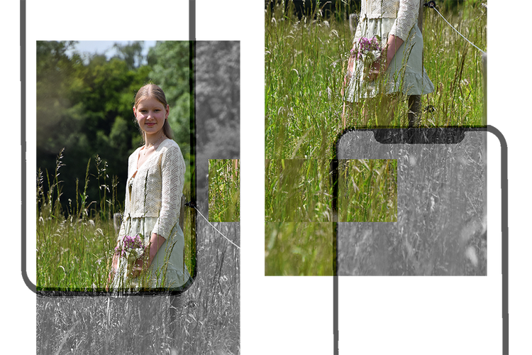 Olivias skærmtid blev reduceret fra halvanden til to timer til en time om dagen under forsøget. Da det var færdigt, valgte hun selv at slette Instagram og Facebook fra telefonen. Privatfoto. Collage: Tomas Østergren