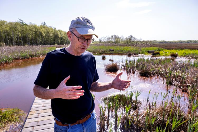 Landmand Kristian Therkildsen fra Varde var en af de første til at omdanne lavbundsjord til en lille oase for biodiversitet. Moseområdet Kvong Mose har nu en mangfoldighed af planter og dyreliv.  Foto: Finn Frandsen