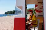 Giv besked, hvis dit paddleboard driver til havs, så du ikke belaster livredderne unødigt. Her en livredder ved Moesgaard Strand, ved Aarhus. Foto: Casper Dalhoff   Foto: Casper Dalhoff/Casper Dalhoff