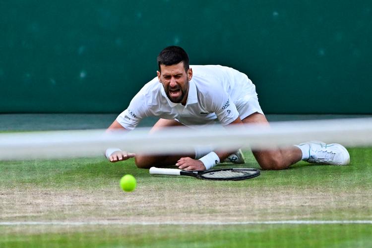 Djokovic klar til semifinalen mod Jannik Sinner i dette års Wimbledon. (Photo by Glyn KIRK / AFP) / RESTRICTED TO EDITORIAL USE Foto: Glyn Kirk/Ritzau Scanpix