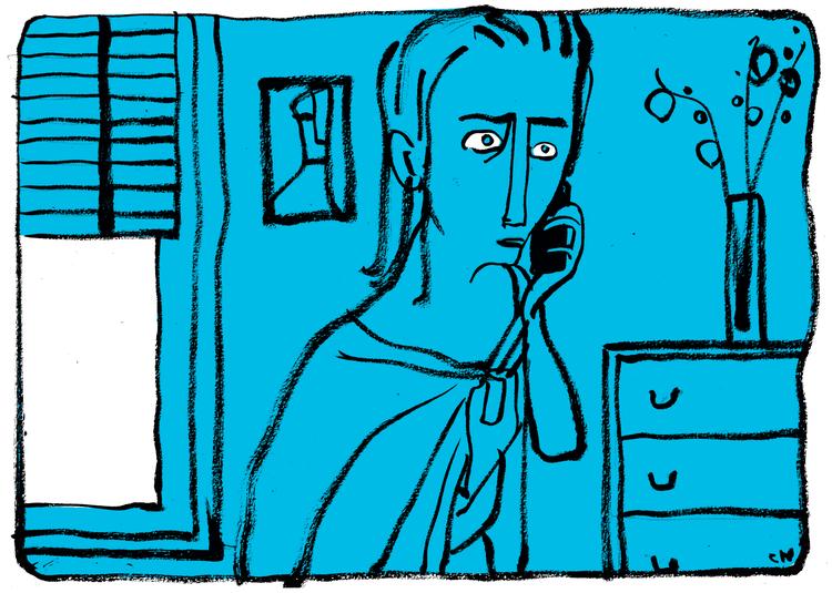 Det er både muligt at ringe og skrive til Psykiatrifondens rådgivningslinje. Tilmed er der mulighed for at mødes i ungegrupper.  Tegning: Claus Nørregaard