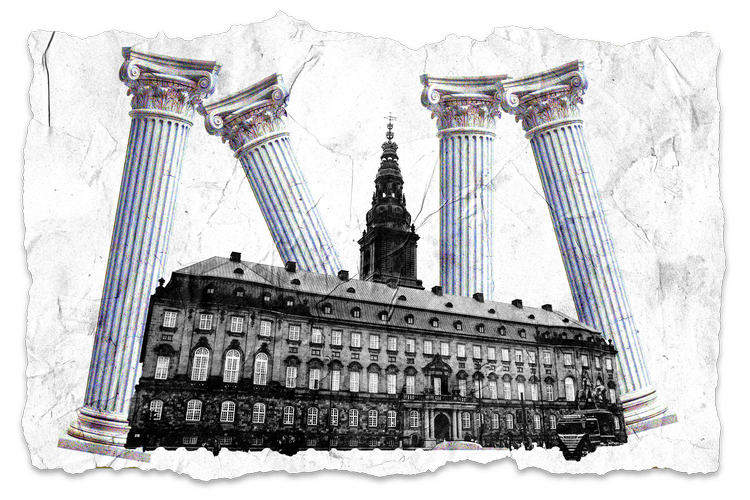 Vi vil hellere lime os fast til en motorvej i klimaets tjeneste end melde os ind i et parti for at ændre de katastrofer, der holder os vågne om natten. Og småbørnsfamilierne? De har ofte nok i dem selv og surdej, skriver Lawand Hiwa Namo. Kollage: Kira Bube. Originalfoto: Jens Dresling, Freepik, Texturelabs