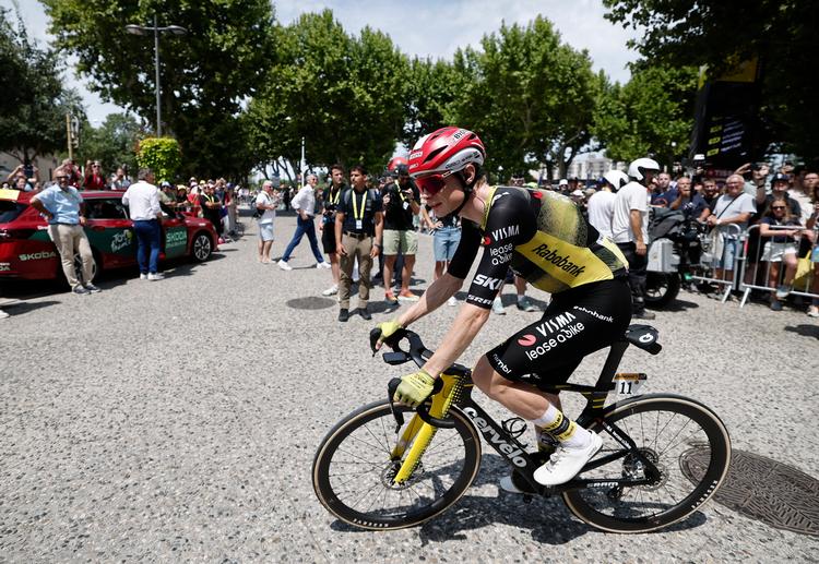 På den 16. etape 22. juli styrtede Vingegaard efter målstregen. Foto: Benoit Tessier/Ritzau Scanpix