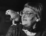 Forfatteren Elsa Gress (1919-1988) kunne være en rappenskralde. Men hun var meget mere end det, og der var altid mening med galskaben.Her ses hun med papegøjen Quincy.   Foto: Jacob Maarbjerg