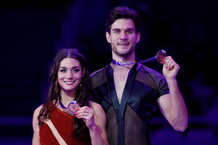 Nikolaj Sørensen vandt i 2021 bronze i isdans ved Rostelecom Cup i Sotji med sin canadiske partner Laurence Fournier Beaudry. Arkivfoto:  Evgenia Novozhenina