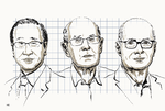 Nobelprisen i kemi går i år til Susumu Kitagawa, Richard Robson og Omar M. Yaghi.  Foto: Niklas Elmehed / Nobel Prize