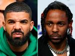 Drake (tv.) blev af Kendrick Lamar (th.) beskrevet som pædofil, men ifølge en dommer vil en »fornuftig lytter« ikke tro, at sangen formidler fakta. Foto: Daniel Leal, Tommaso Boddi/Ritzau Scanpix