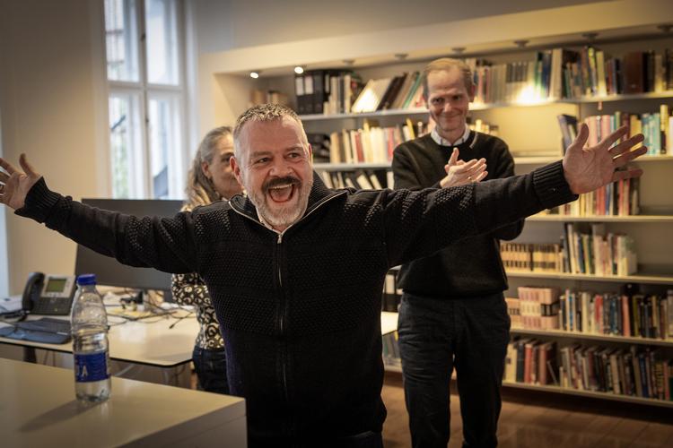 Politiken-tegneren Claus Nørregaard fik årets Edvard-pris. Foto: Miriam Dalsgaard