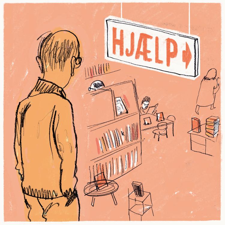 Måske kan biblioteket også løse din livskrise? Tegning: Philip Ytournel