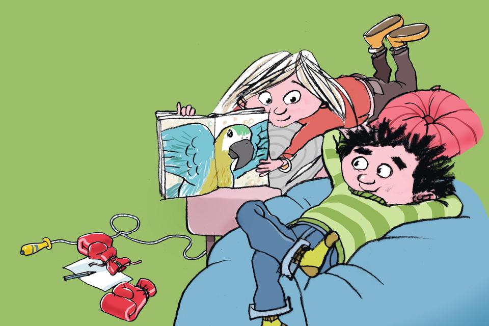 Vitello har længe ønsket sig et kæledyr, og i bind nr. 26 giver hans mor endelig efter. Tegning:  Niels Bo Bojesen