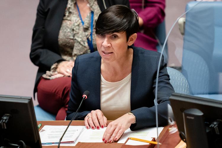 Ine Eriksen Søreide har markeret sig som en klar tilhænger af EU og en stor støtte af Ukraine. Nu skal hun lede Høyre. Foto: John Minchillo/Ritzau Scanpix