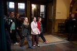 Sisse Marie Welling (SF), Line Barfod (the Red-Green Alliance), and six other parties are meeting the press Wednesday morning. They’ve just wrested power from Socialdemokratiet. Foto: Jens Dresling