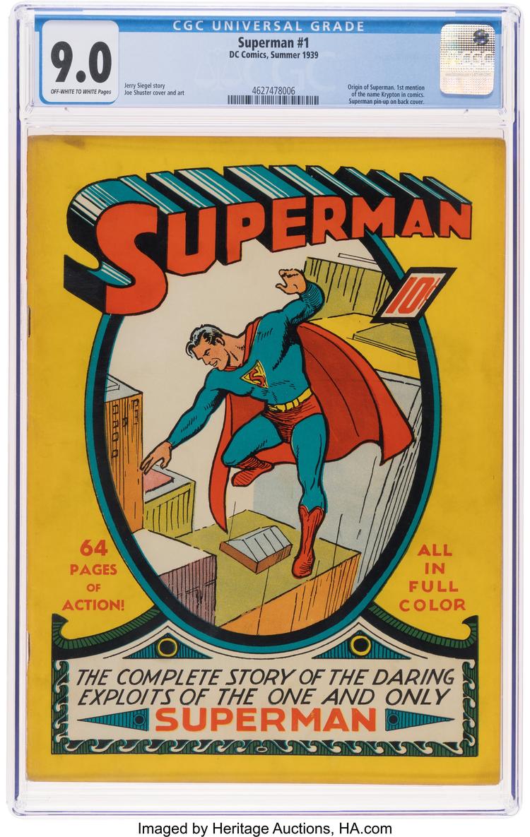 Et 'Superman'-hæfte blev købt for 10 cent i 1939 af en niårig pige og hendes bror. Nu er det dukket op i perfekt stand og solgt for et rekordstort beløb. Foto: Heritage Auctions/ha.com