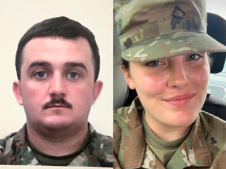 Sergent Andrew Wolfe (til venstre) og specialist Sarah Beckstrom blev skudt 26. november i Washington. Foto: Handout/Ritzau Scanpix