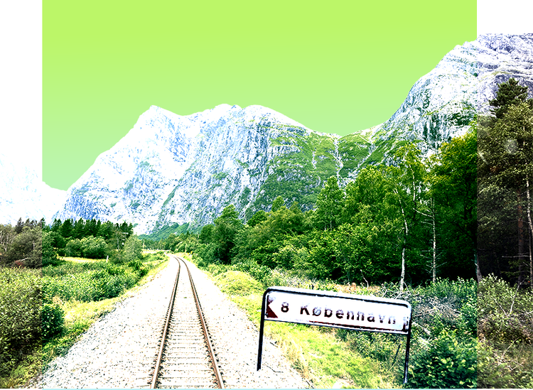 Norge er et af Europas store toglande med smukke ruter og effektive tog. Og inden for de kommende år, bliver det endda også nemmere at komme dertil fra Danmark med tog. Kollage: Christine Vierø Larsen. Originalfoto: Thomas Borberg, Jens Dresling