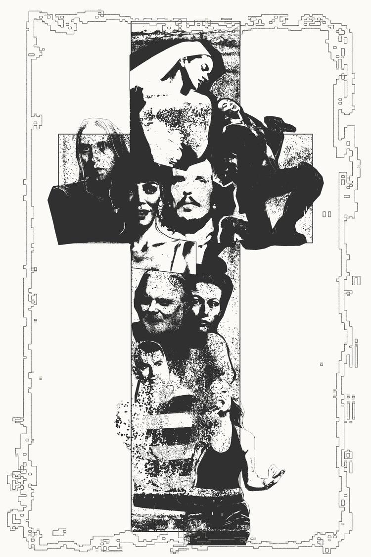 Kristendommen er tilbage i popkulturen og kunsten. Men hvorfor egentlig? Illustration:  Rasmus Vendrup (originalfotos: Columbia Records, Daniel Hjorth/Pr, Tilde Døssing Tornbjerg, Thomas Borberg, Evan Agostini, Hakon Mosvold Larsen, Sara Galbiati og Ritzau Scanpix)