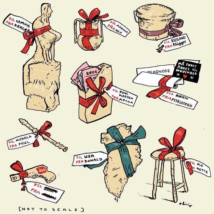 Rubrik: Årets julegavehits
/ Årets julegaver Tegning: Philip Ytournel
