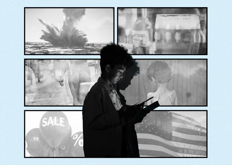 Kollage: Freja Juul Pederse. Foto: Benjamin Krog, Ritzau Scanpix, Mogens Berger, OMAR AL-QATTAA, Pexels