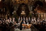 Holmens Kirke var julepyntet med træer og lys. Foto: Martin Rosenauer