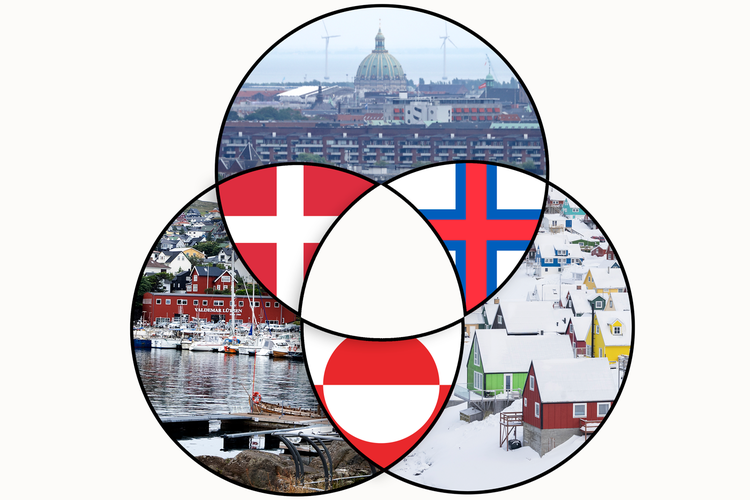 København og Nuuk har aftalt at være venskabsbyer og sende skoleelever på udveksling. Tórshavn har også fået invitationen, men har sagt nej tak.  Illustration: Caroline Niegaard. Originalfoto: Jens Dresling / Cecilie Rolvung / Finn Frandsen