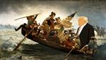 Maleriet ’Washington Crossing the Delaware’ af Emanuel Leutze (1851) illustrerer et markant vendepunkt i den amerikanske uafhængigskrig mod det britiske imperium. Billedmanipulation: Philip Ytournel
