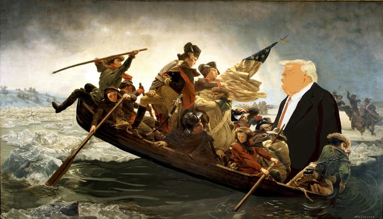 Maleriet ’Washington Crossing the Delaware’ af Emanuel Leutze (1851) illustrerer et markant vendepunkt i den amerikanske uafhængigskrig mod det britiske imperium. Billedmanipulation: Philip Ytournel
