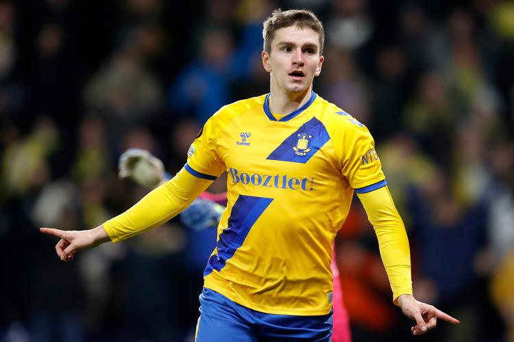 Mikael Uhre slog for alvor igennem for Brøndby, med hvem han vandt det danske mesterskab i 2021.  Foto: Jens Dresling