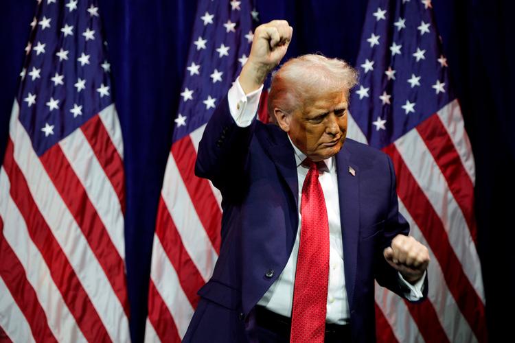 Den amerikanske præsident Donald Trump er et følsomt emne for bladtegnere verden over lige nu.  Foto: Alex Wong/Ritzau Scanpix