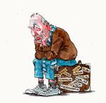 Kan man sidde på en dragkiste smækfyldt med rejseminder og løfte pegefingeren over for dem, der gerne vil ud og opleve verden, mens man selv stinker af flybrændstof? filosoferer Rasmus Bech i denne klumme. Tegning: Roald Als
