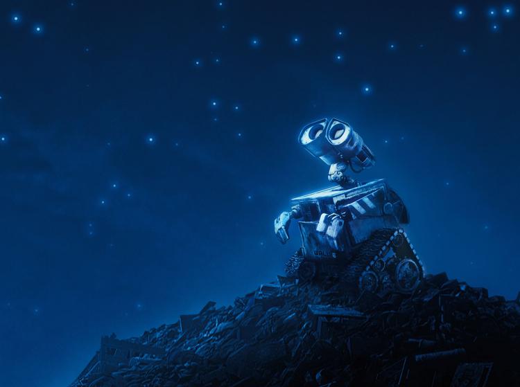 Den lille oprydninsrobot WALL-E kigger mod stjernerne i filmen af samme navn. Og tænker: Hvor blev menneskene af? Foto: Ho/Ritzau Scanpix