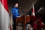 I sin tale lagde landsstyreformand Jens-Frederik Nielsen igen vægt på, at Grønland ikke ønsker at være en del af USA, men derimod ønsker et tæt forhold til Danmark - i hvert fald for nu.  Foto: Thomas Borberg