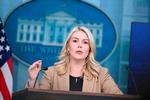 Karoline Leavitt på pressemødet i Det Hvide Hus i dag.  Foto: Mandel Ngan/Ritzau Scanpix