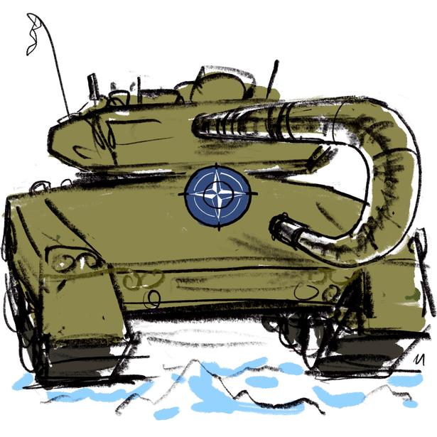 Today’s cartoon, 08.01.26 Headline: All for one, one for all. Subhead: Donald Trump won’t rule out using military force to get the NATO country Greenland. Foto: Mette Dreyer/POLITIKEN