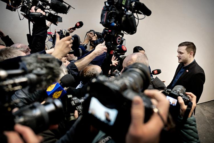 »En respektfuld dialog« efterlyste den grønlandske regeringleder Jens-Frederik Nielsen gentagne gange på et pressemøde over for den internationale presse i kulturhuset i Nuuk.   Foto: Martin Lehmann