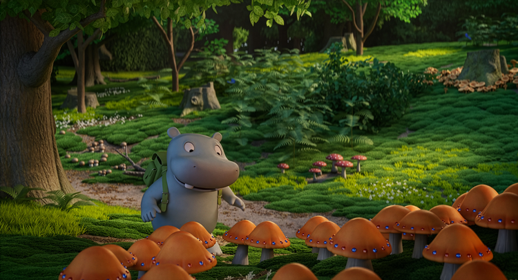 En alt for lille Mumbo Jumbo foran de mysteriesvampe, der ganske snart vil gøre ham kæmpestor. Et problem bliver løst, men afløst af et meget større.  Foto: A.Film Production