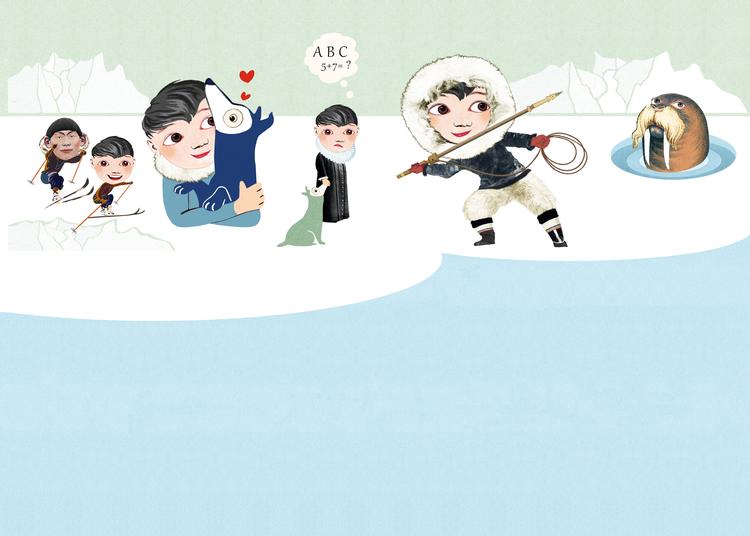 Han var en sej én, Knud Rasmussen. Biografien kælver med en spændende historie om den store polarforskers eventyrlige liv. Illustration Rikke Bisgaard