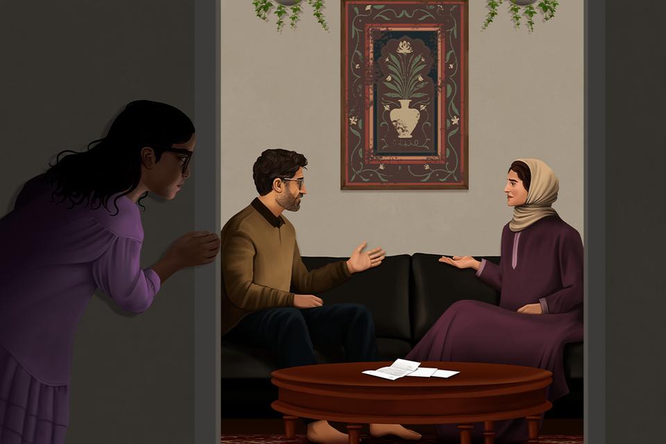 Fuoad og hans mor blev skilt ad, da de mistede deres opholdstilladelse og blev anbragt i et udrejsecenter.   Illustration: Suree Zawidi