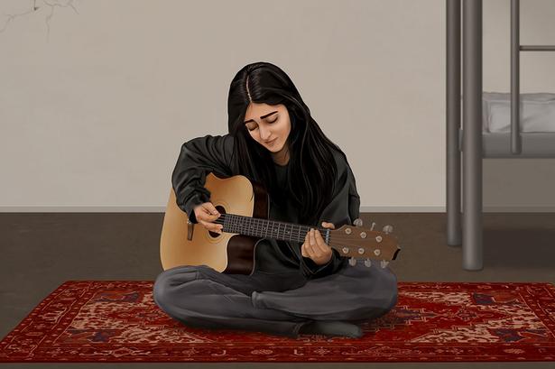 Malak elsker musik og spiller selv. Under corona optrådte hun i DR's progam 'Fællessang - hver for sig'. I dag læser hun medicin.  Illustration: Suree Zawidi