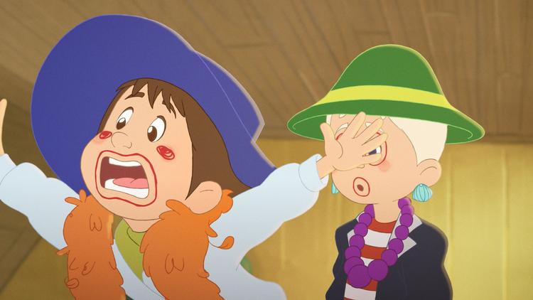 Sammen prøver Lotte og Totte masser af ting for første gang. De giver den gas med bl.a. klæde-ud-tøj og læbestift.   Foto: DR/Fridthjof Animation