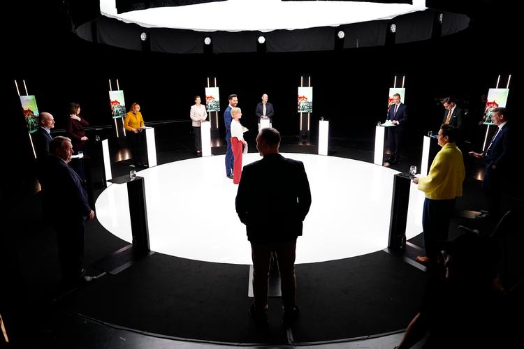 Torsdag aften var der partilederdebat på DR1 og TV 2, efter at statsminister Mette Frederiksen (S) tidligere på dagen havde udskrevet folketingsvalg til afholdelse 24. marts 2026. Foto: Mads Claus Rasmussen/Ritzau Scanpix