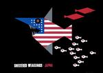 Kono Takashis plakat kan ses som en kommentar til USA's overherredømme, hvor de små fisk må følge med for at undgå at blive ædt.   Foto: Designmuseum Danmark