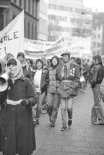 Demonstrationstog gennem Københavns gader på kvindernes internationale kampdag i 1985. Foto: Finn Frandsen