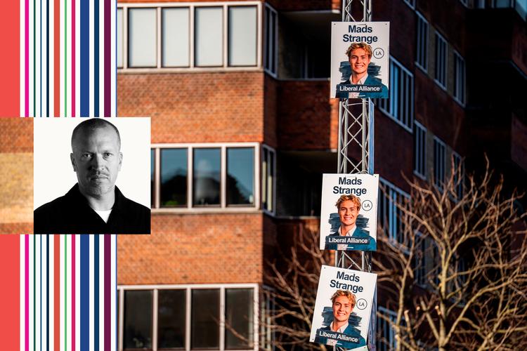 Mads Strange fra Liberal Alliance har lavet valgplakater, der bruger datinggiganten Tinders layout og logo. Men det var Tinder ikke tilfreds med. Det er dog ikke disse plakater.  Foto: Ida Marie Odgaard/Ritzau Scanpix