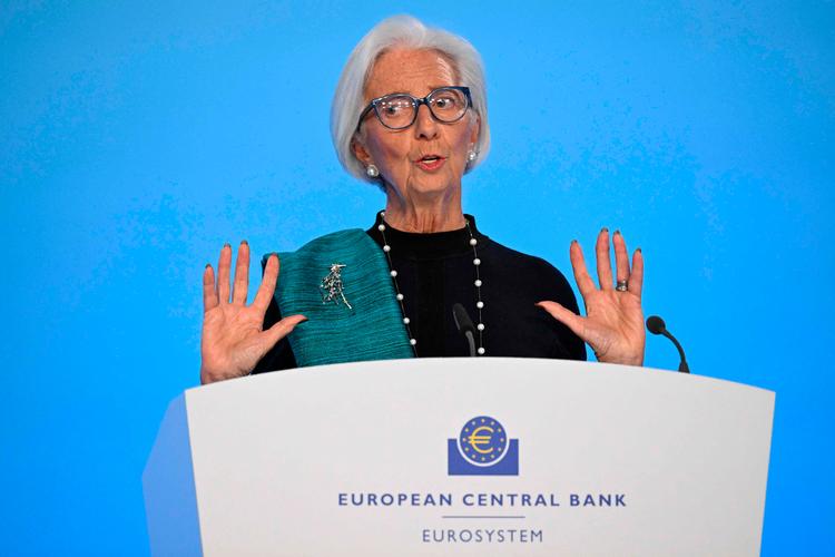 Den Eurpæiske Centralbank med Christine Lagarde i spidsen fastholder renten på dagens møde. ) Foto: Kirill Kudryavtsev/Ritzau Scanpix