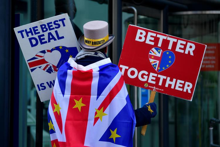 Anti-Brexit-demonstrant i London i 2020.  Foto: Toby Melville/Ritzau Scanpix